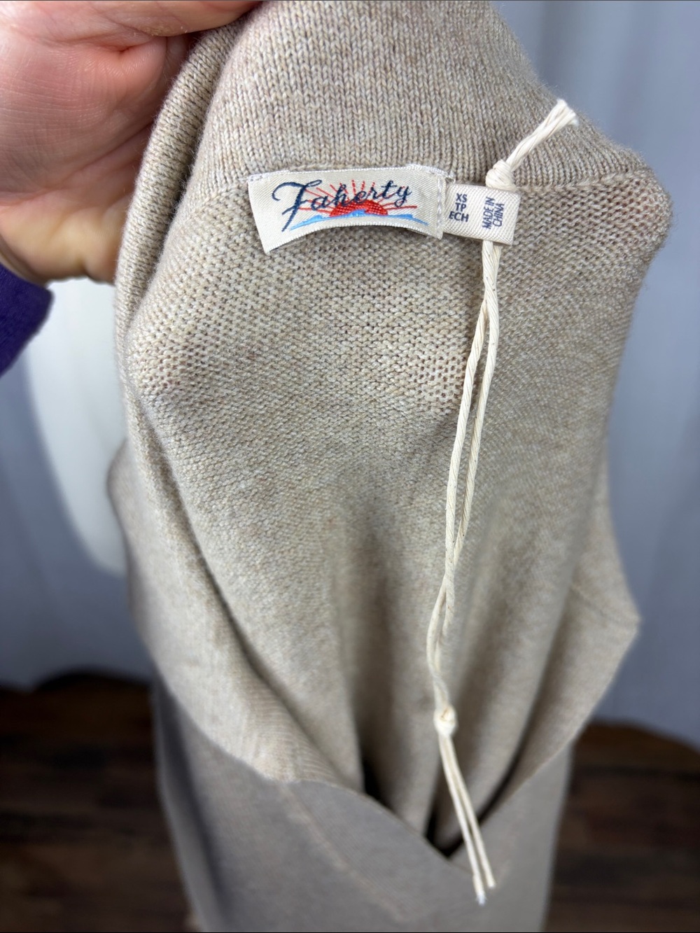 Faherty Jackson Sweater Dress in Oatmeal Heather. - Picture 10 of 12